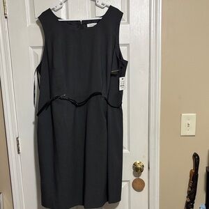 Calvin Klein Elegant Charcoal, gray Sleeveless Dress Sz 24 New with Tags